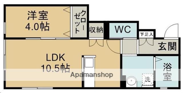 グランビュー旭ヶ丘(1LDK/1階)の間取り写真