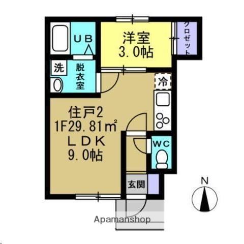 リベルタ上杉(1LDK/1階)の間取り写真