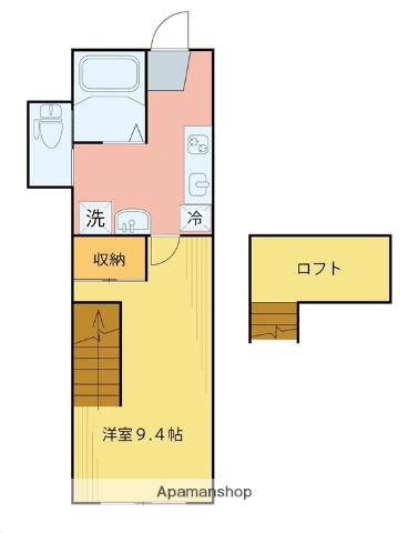 グ リ ー ン ア ー ト(1K/2階)の間取り写真