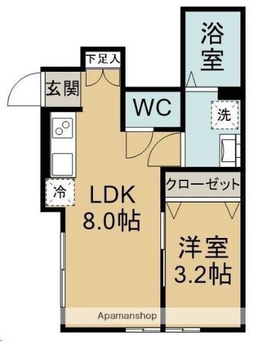 ベルハウス旭ヶ丘(1LDK/1階)の間取り写真