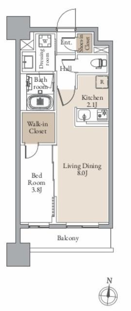 レジディア仙台北四番丁プレイス(1LDK/10階)の間取り写真