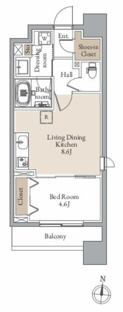 レジディア仙台北四番丁プレイス(1LDK/14階)の間取り写真