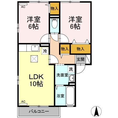 リビングタウン将監ABCDE(2LDK/1階)の間取り写真