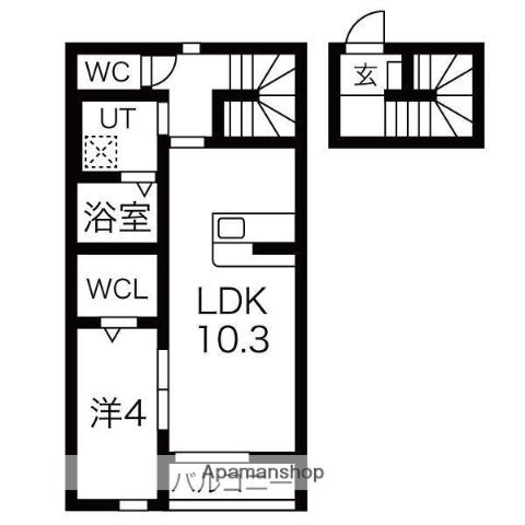 シャルマンヴィラ吉岡(1LDK/1階)の間取り写真
