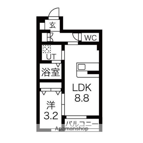シャルマンヴィラ吉岡(1LDK/1階)の間取り写真