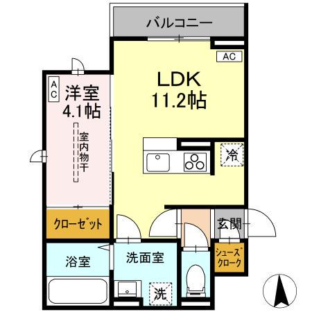 D-ROOM荒井一丁目(1LDK/3階)の間取り写真