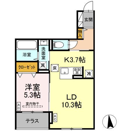 CLASSEUM仙台小田原 IV(1LDK/1階)の間取り写真