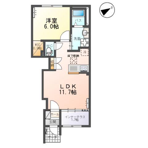 ルミエールⅠ(1LDK/1階)の間取り写真