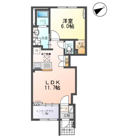 ルミエールⅡ(1LDK/1階)の間取り写真