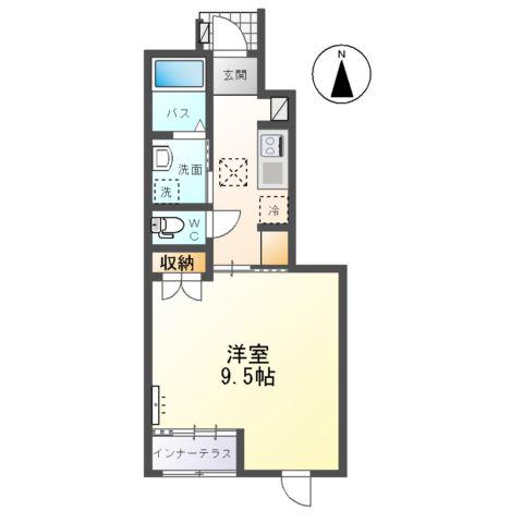 ティーフォレストII(1K/1階)の間取り写真