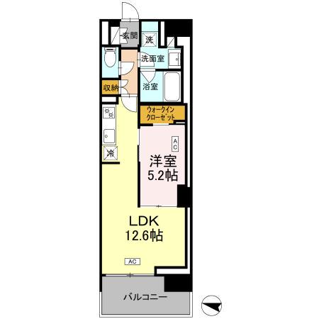 ロイヤルパークス仙台青葉通(1LDK/9階)の間取り写真