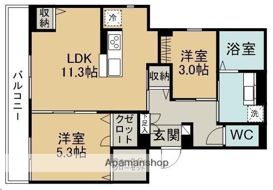 ドミール旭ケ丘駅前(2LDK/1階)の間取り写真