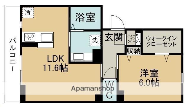 ドミール旭ケ丘駅前(1LDK/1階)の間取り写真