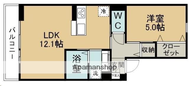 ドミール旭ケ丘駅前(1LDK/1階)の間取り写真