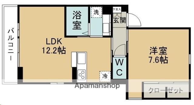 ドミール旭ケ丘駅前(1LDK/1階)の間取り写真