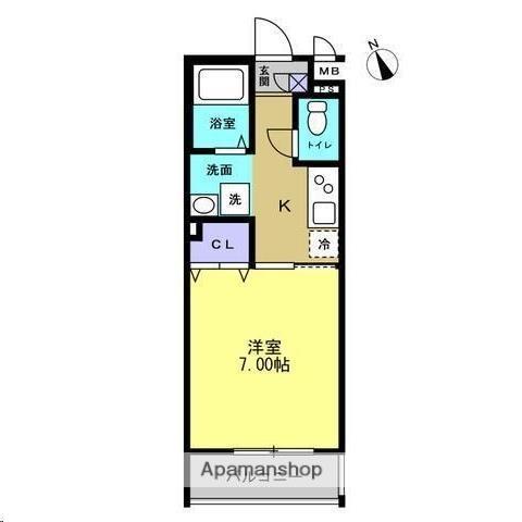 クオーレ福沢町(1K/2階)の間取り写真