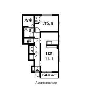メゾン・ド・ハシヌマC(1LDK/1階)の間取り写真
