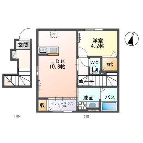 鶴が丘4丁目アパート(1LDK/2階)の間取り写真