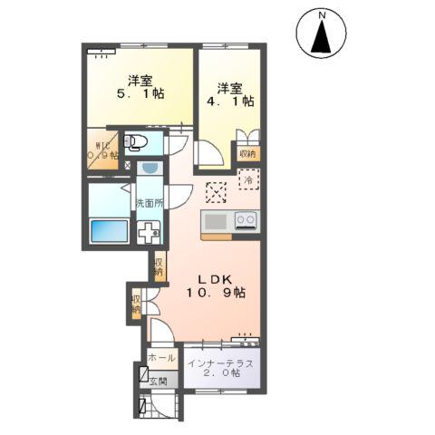 福室3丁目アパート(2LDK/1階)の間取り写真