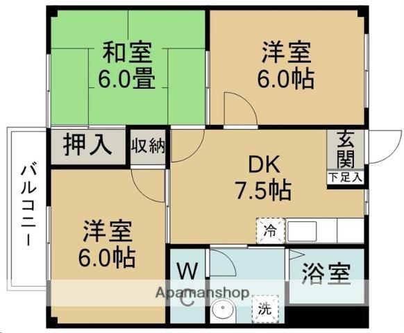 アクティブ菅野(3DK/1階)の間取り写真