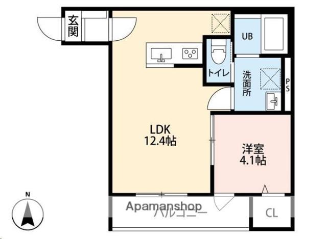 ブランノワール南仙台(1K/1階)の間取り写真