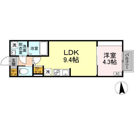 ジオ黒松(1LDK/1階)の間取り写真