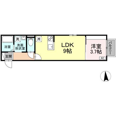 ジオ黒松(1LDK/1階)の間取り写真