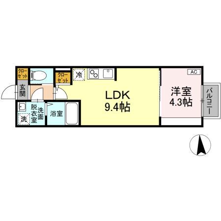 ジオ黒松(1LDK/1階)の間取り写真