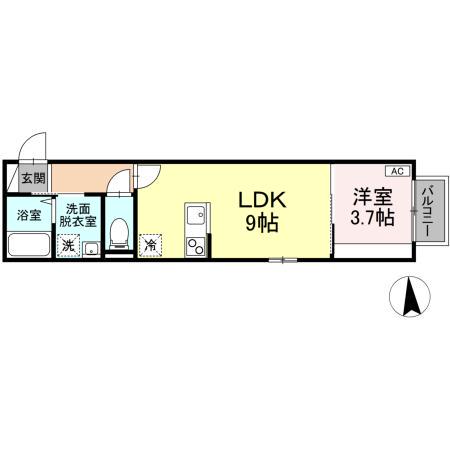 ジオ黒松(1LDK/2階)の間取り写真
