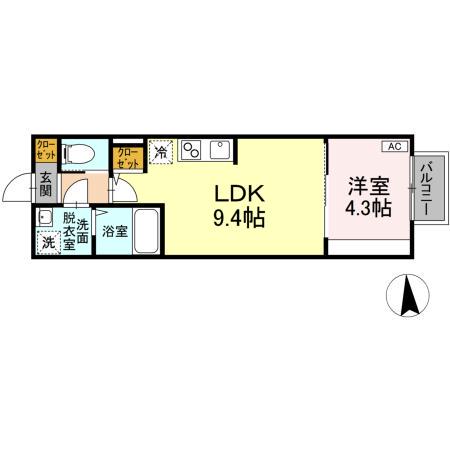 ジオ黒松(1LDK/2階)の間取り写真