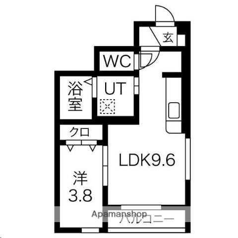 クリスタル(1LDK/1階)の間取り写真