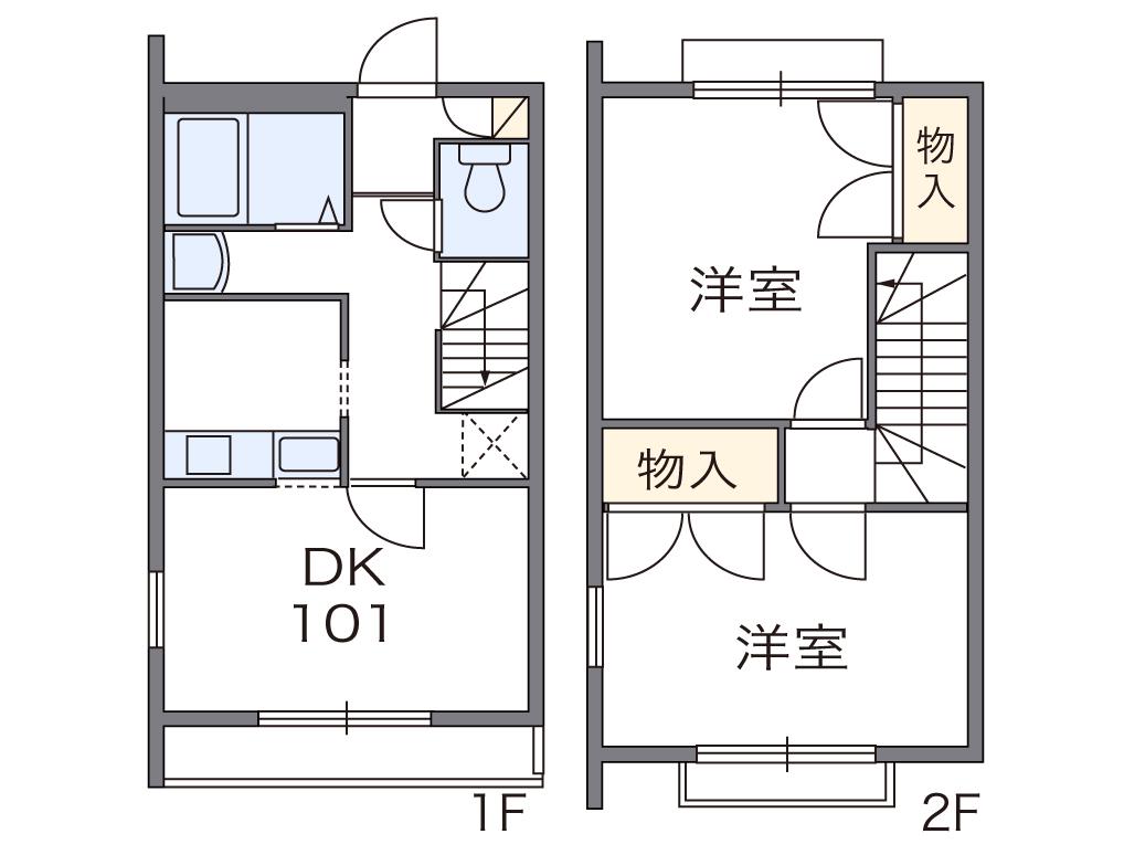 レオパレスクラレット(2DK/1階)の間取り写真