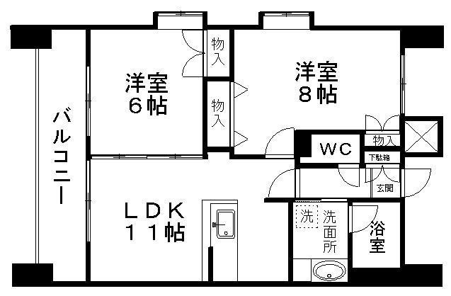 S-FORT榴岡公園(2LDK/12階)の間取り写真