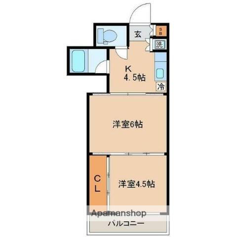 シャングリラ福沢(2DK/1階)の間取り写真