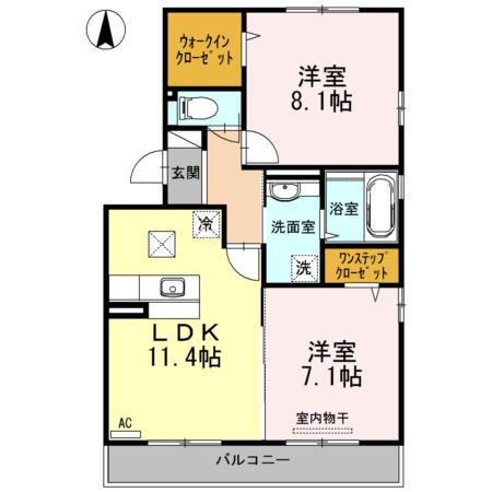 レガーロA(2LDK/1階)の間取り写真