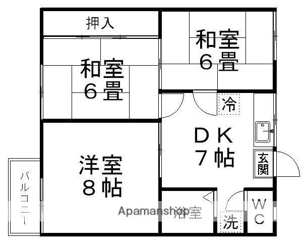 クレセントB棟(3DK/2階)の間取り写真