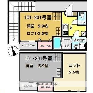 JACK河原町(1K/1階)の間取り写真