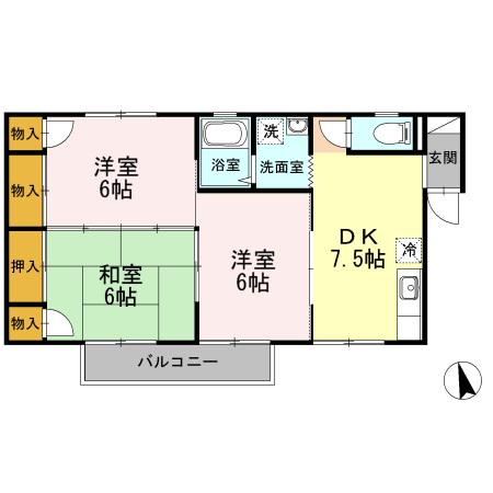 ツインクル中田(3DK/2階)の間取り写真