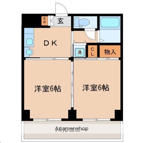 アルデール宮町(2DK/7階)の間取り写真