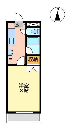 フレンズ双葉ケ丘(1K/1階)の間取り写真