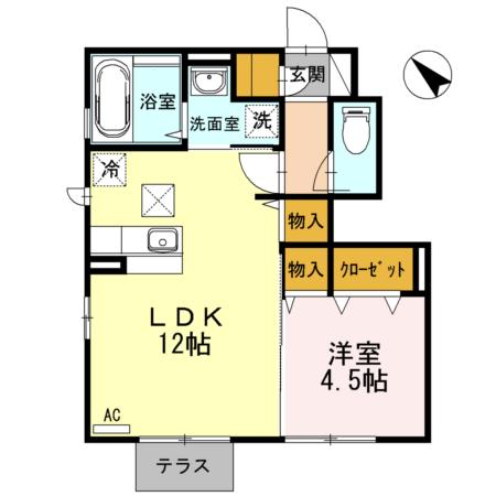 ファーストガーデン南光台(1LDK/1階)の間取り写真