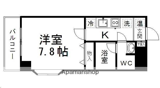 IN-TOWNER木町(1K/2階)の間取り写真