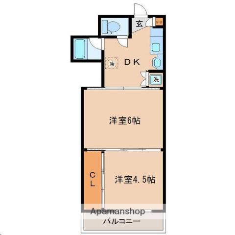 シャングリラ小田原(2DK/3階)の間取り写真