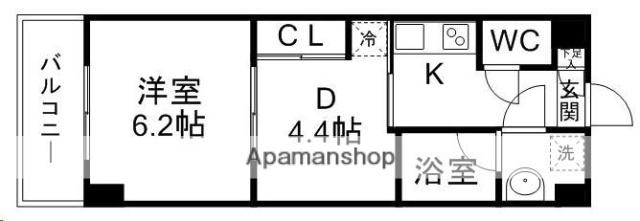 マスダビル(1DK/4階)の間取り写真