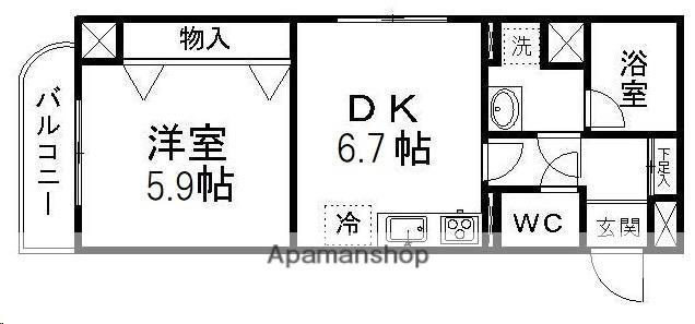 グレースJUN(1DK/4階)の間取り写真