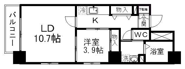 カスタリア一番町ウエスト(1LDK/2階)の間取り写真