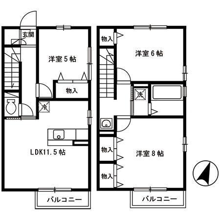 エム　フィールド　南中山　Ａ(3LDK)の間取り写真