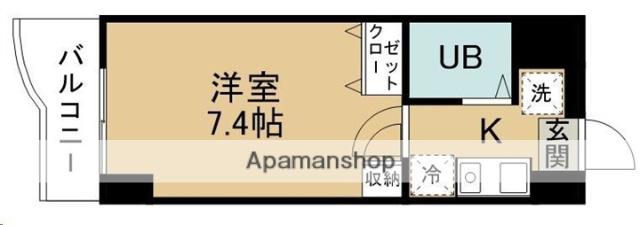 ランドマーク支倉(1K/7階)の間取り写真