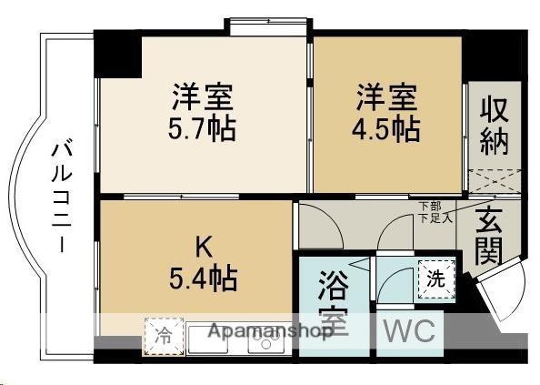 ランドマーク支倉(2K/4階)の間取り写真