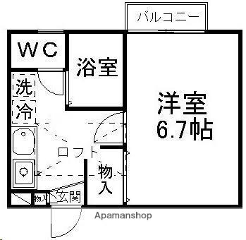 グランディール子平町(1K/2階)の間取り写真